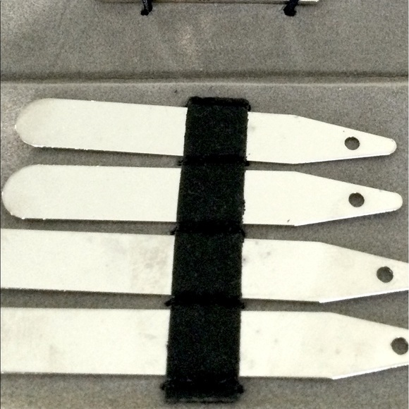 Men’s Cuff Links, Tie Tack, Collar Stays Silver Tone in Black Box Never Worn - Picture 2 of 5